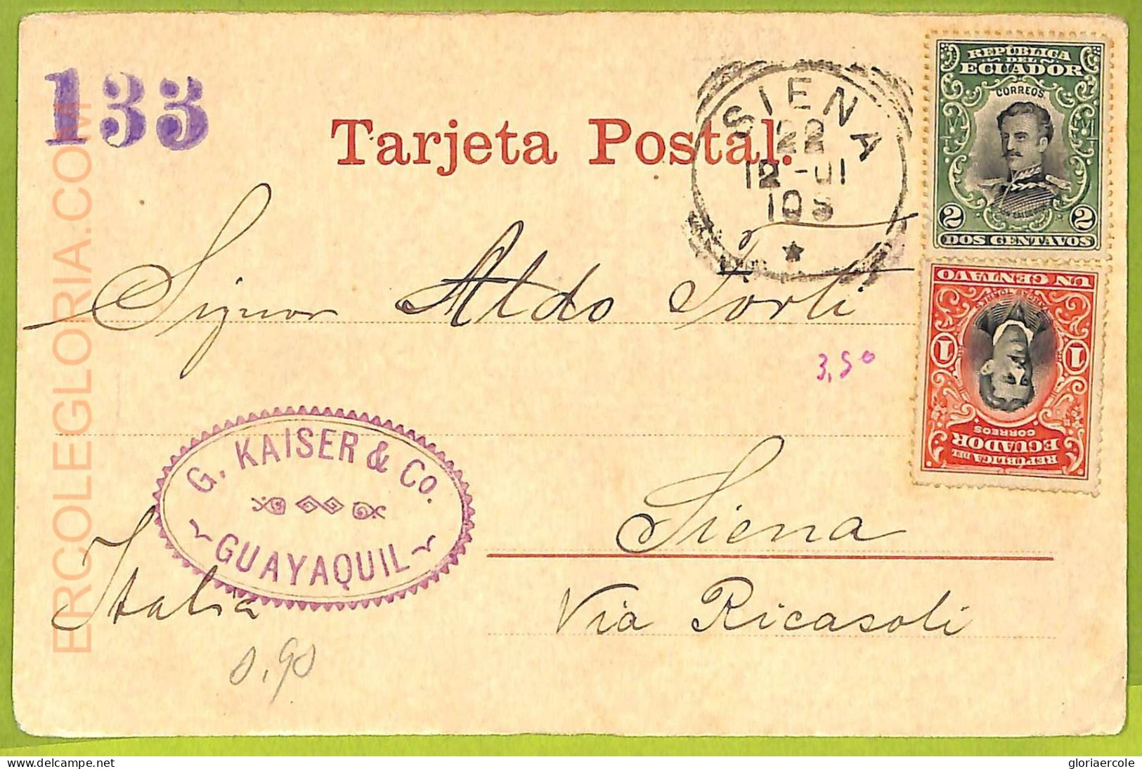 Af2423 - ECUADOR - Vintage Postcard -  Quito - 1901 - Equateur