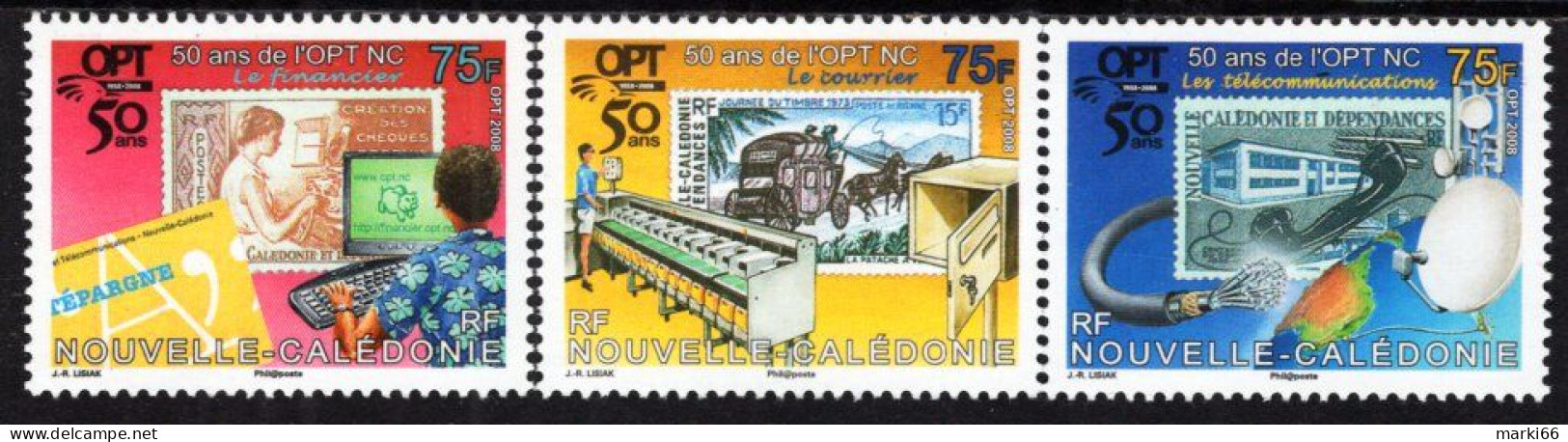 New Caledonia - 2008 - 50 Years Of OPT Telecom - Mint Stamp Set - Nuovi