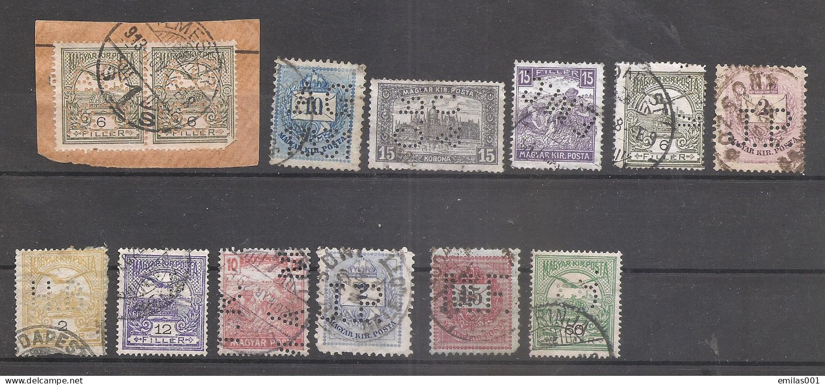 Lot 13 Timbres Perforés HONGRIE - Other & Unclassified