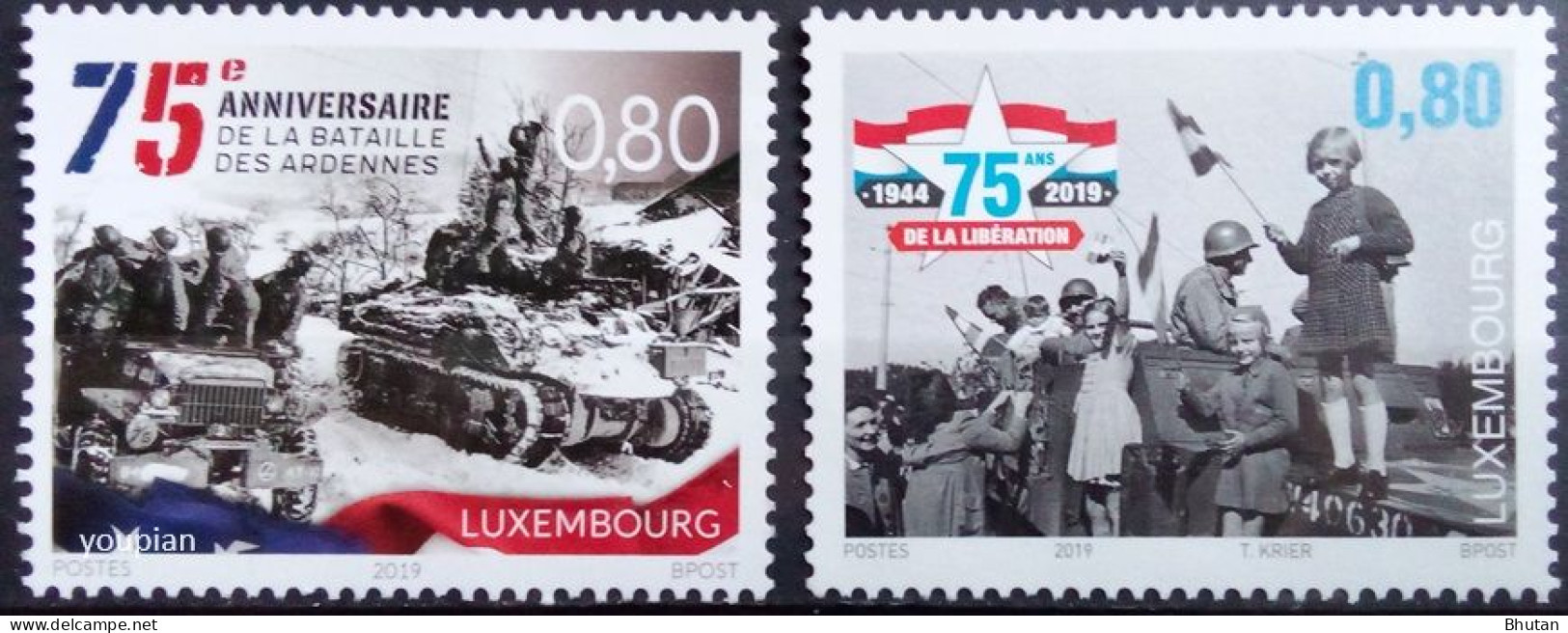 Luxembourg 2019, 75 Years Battle Of The Bulge And 75th Anniversary Of The Liberation, MNH Stamps Set - Nuovi