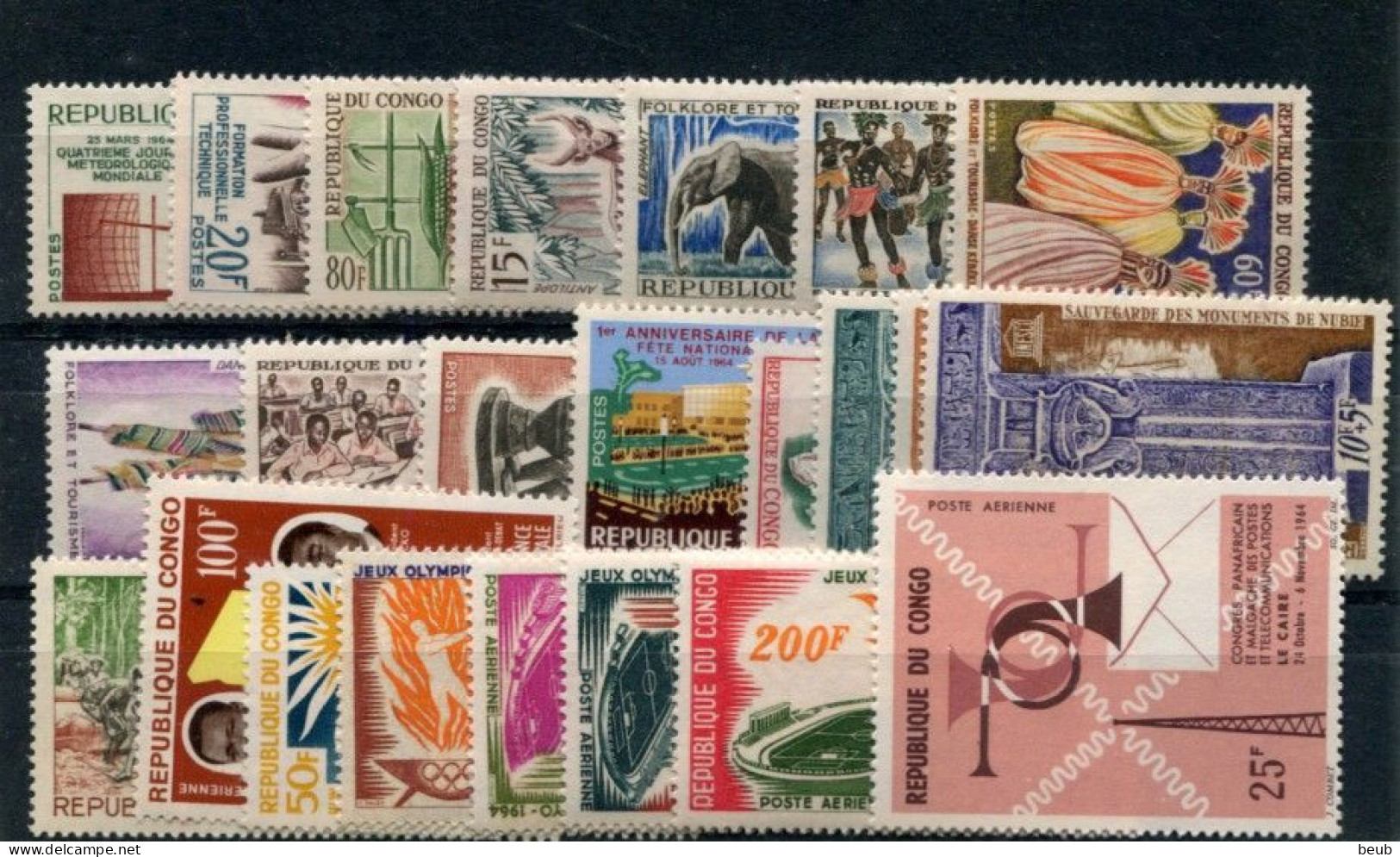 V - CONGO - Année 1964: Y&T N° 159 à 170 + PA 15 à 25  Tous NSC ** - Mint/hinged