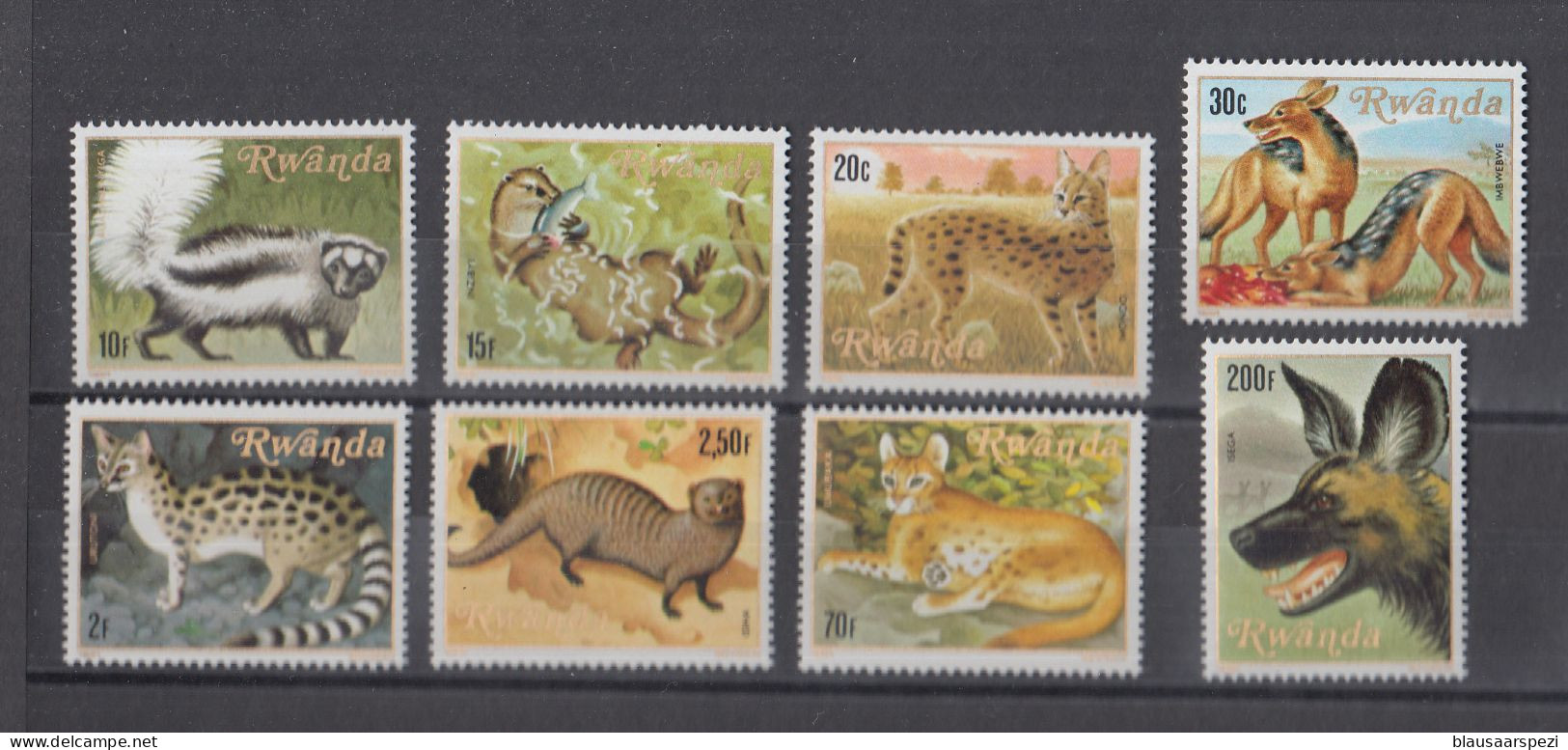 Wildtiere Raubtiere Wildhund U.a. Kpl. Satz Rwanda 1981 MNH/** - Hunde