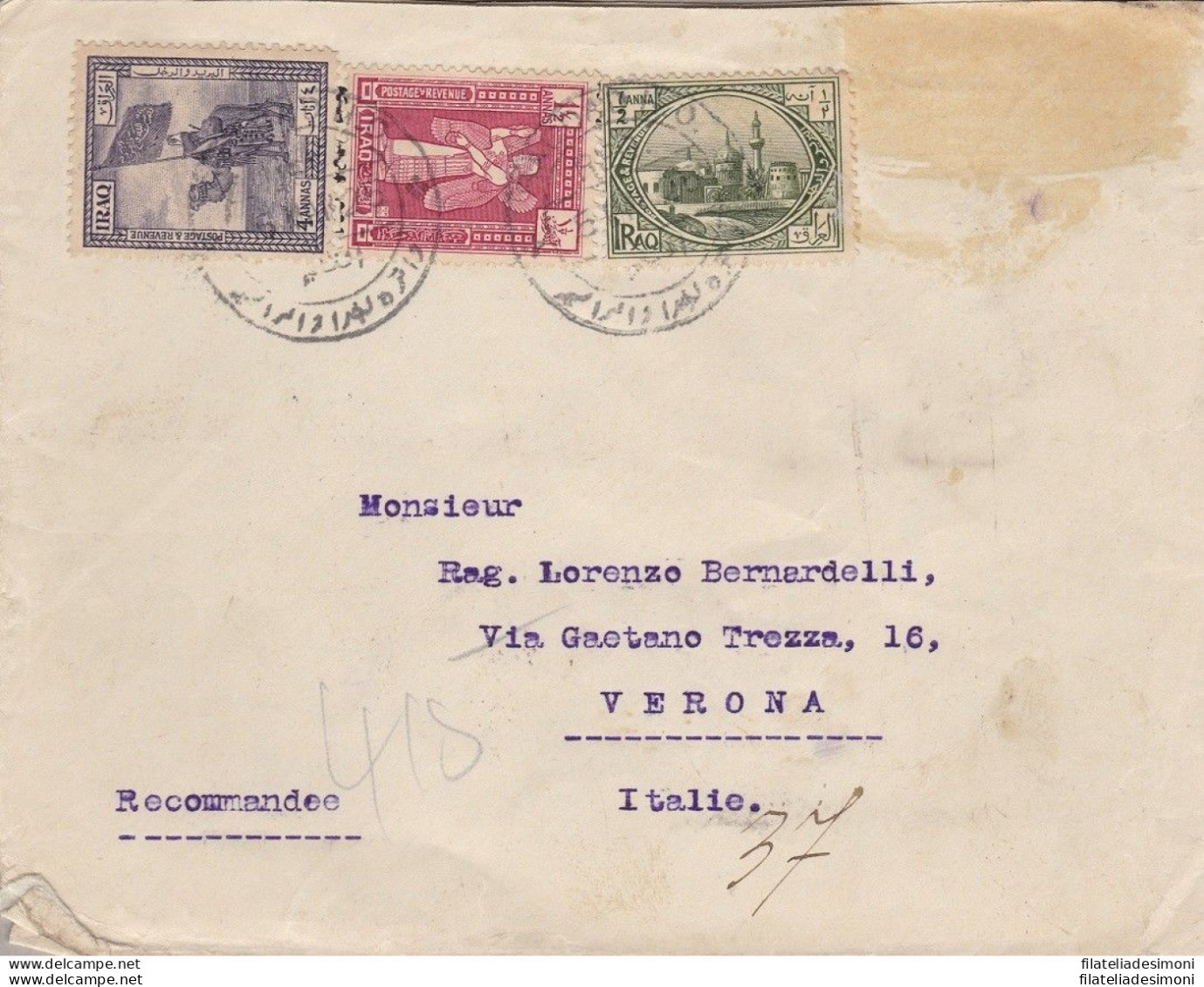 1925 IRAQ - Raccomandata Per L'italia - Irak