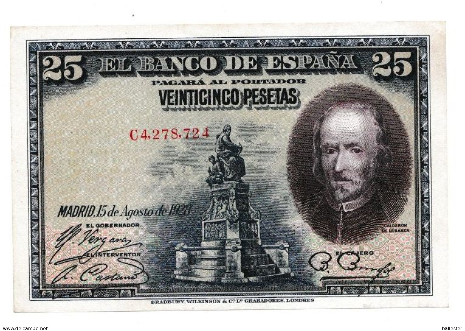 Espanha - Billete Veinticinco 25 Pesetas (C 4,278,724 - Nova) - 1-2-5-25 Peseten