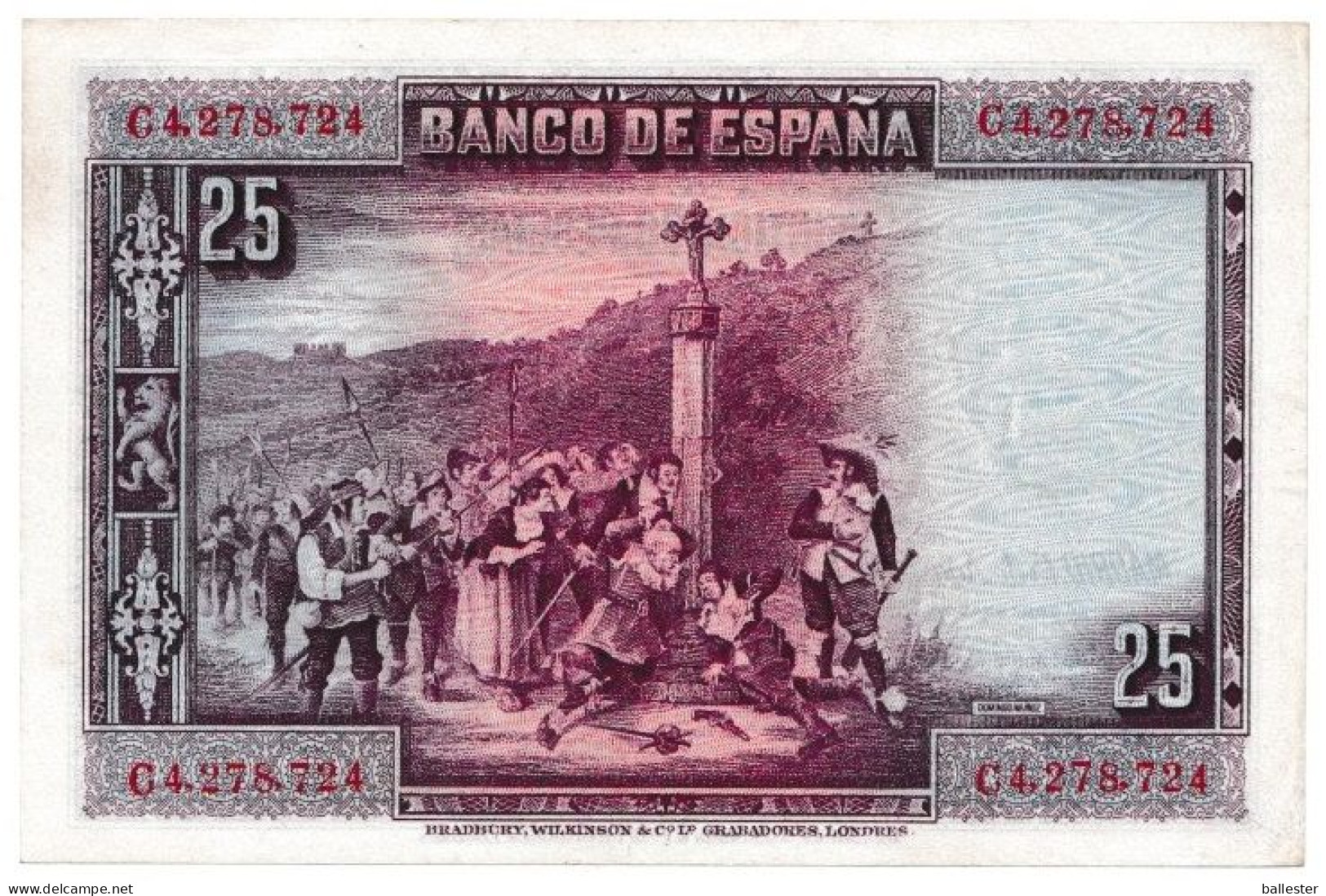 Espanha - Billete Veinticinco 25 Pesetas (C 4,278,724 - Nova) - 1-2-5-25 Pesetas