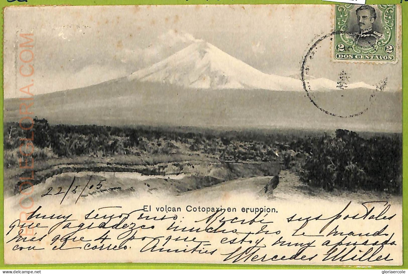 Af2427 - ECUADOR - Vintage Postcard - El Volcan Cotopaxi En Erupoion - 1905 - Ecuador