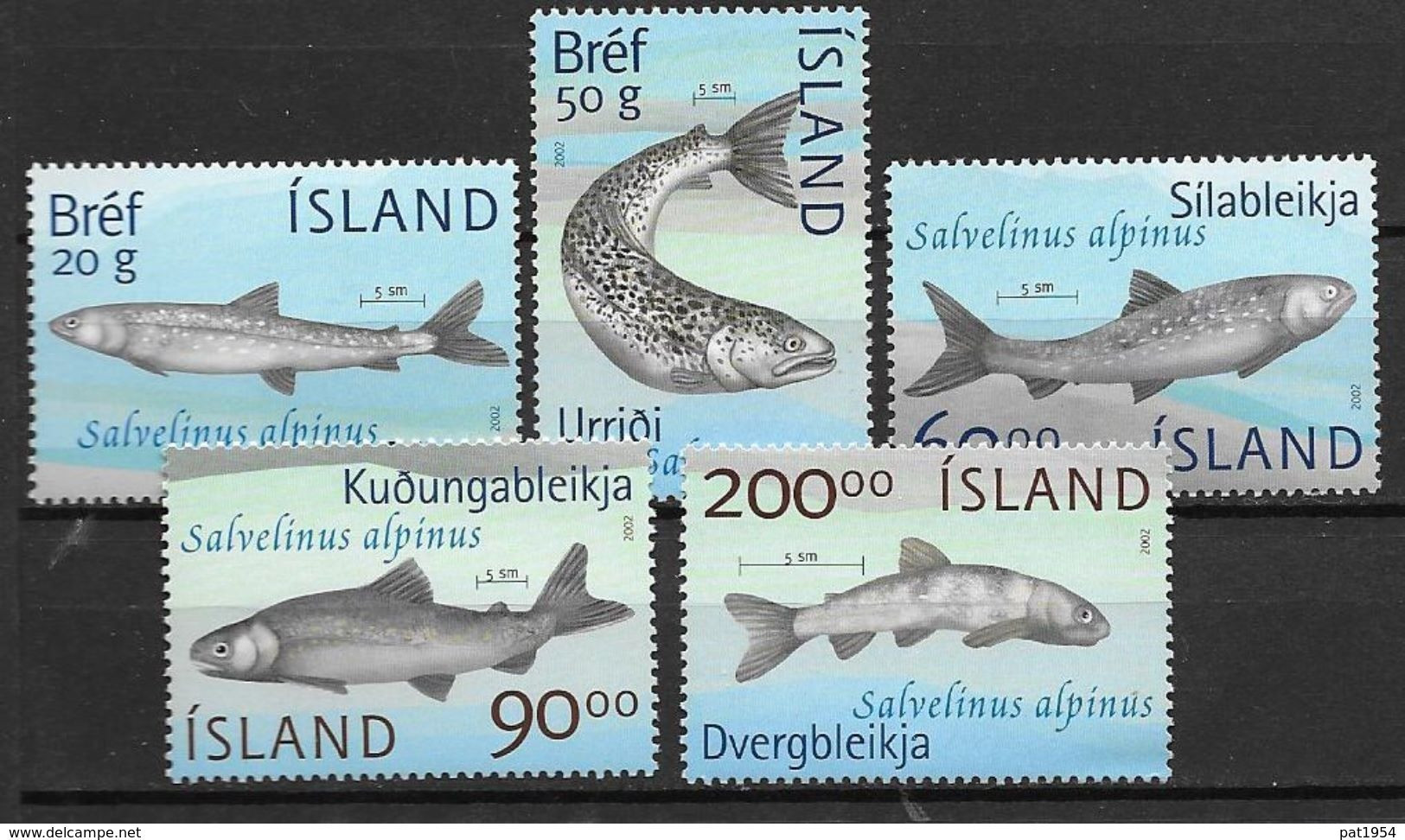 Islande 2002 N°940/944 Neufs** Poissons Du Lac Thingvellir - Unused Stamps