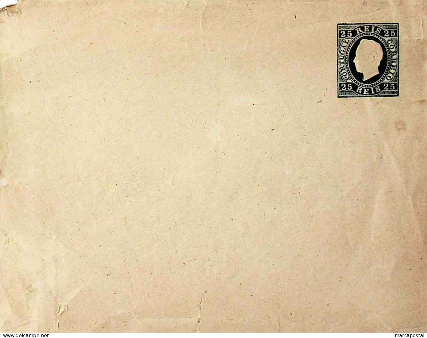 1879 Portugal Sobrescrito Inteiro D. Luís Fita Direita 25 R. Azul - Postal Stationery