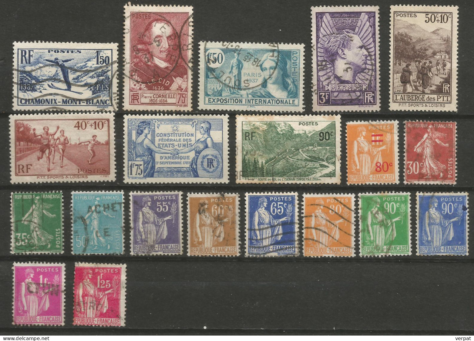 France 1937 20 Timbres Différents Entre Y&T 334 Et 371 - Usados