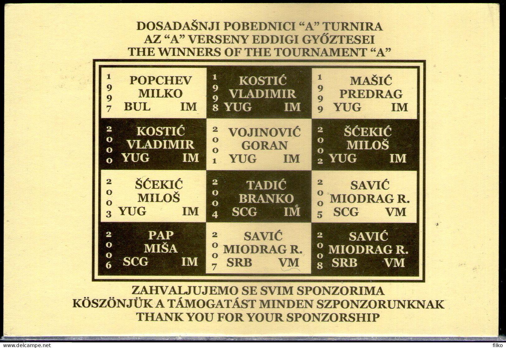 Serbia,2009 Memorial Chessfestival,Senta,18.07/2009 As Scan - Serbien