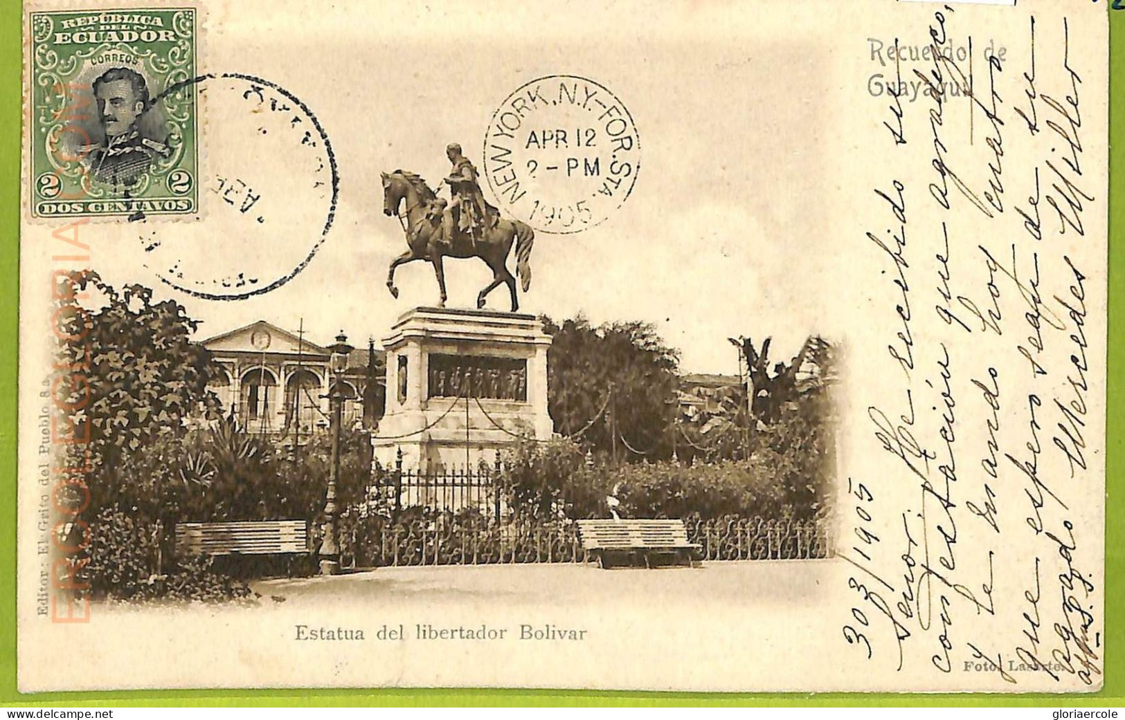 Af2431 - ECUADOR - Vintage Postcard - Guayaquil - 1905 - AS IS - Equateur