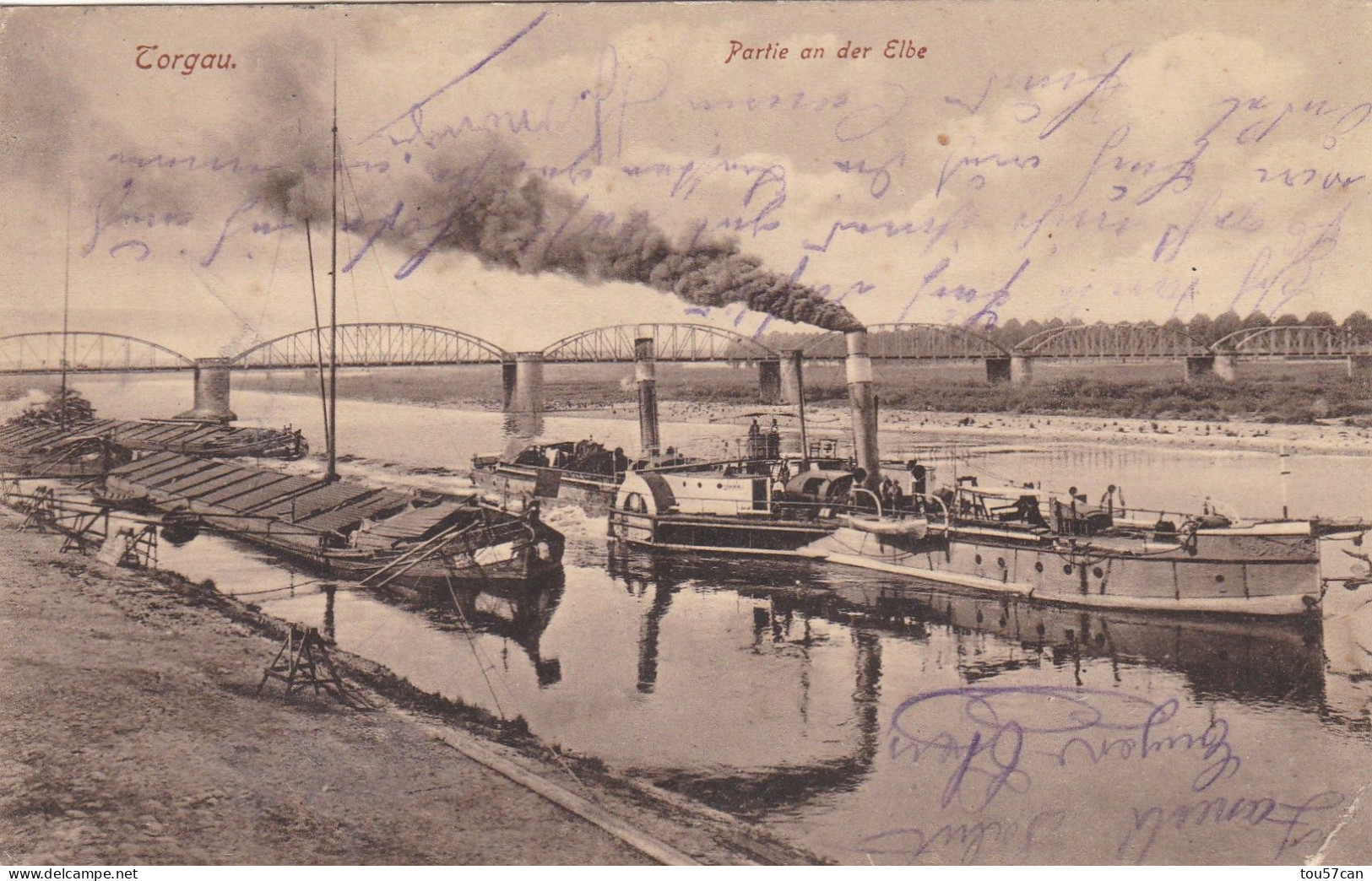 TORGAU  -  SAXEN   -   DEUTSCHLAND   -   ANSICHTKARTE  -  1915   PARTIE  AN  DER  ELBE. - Torgau