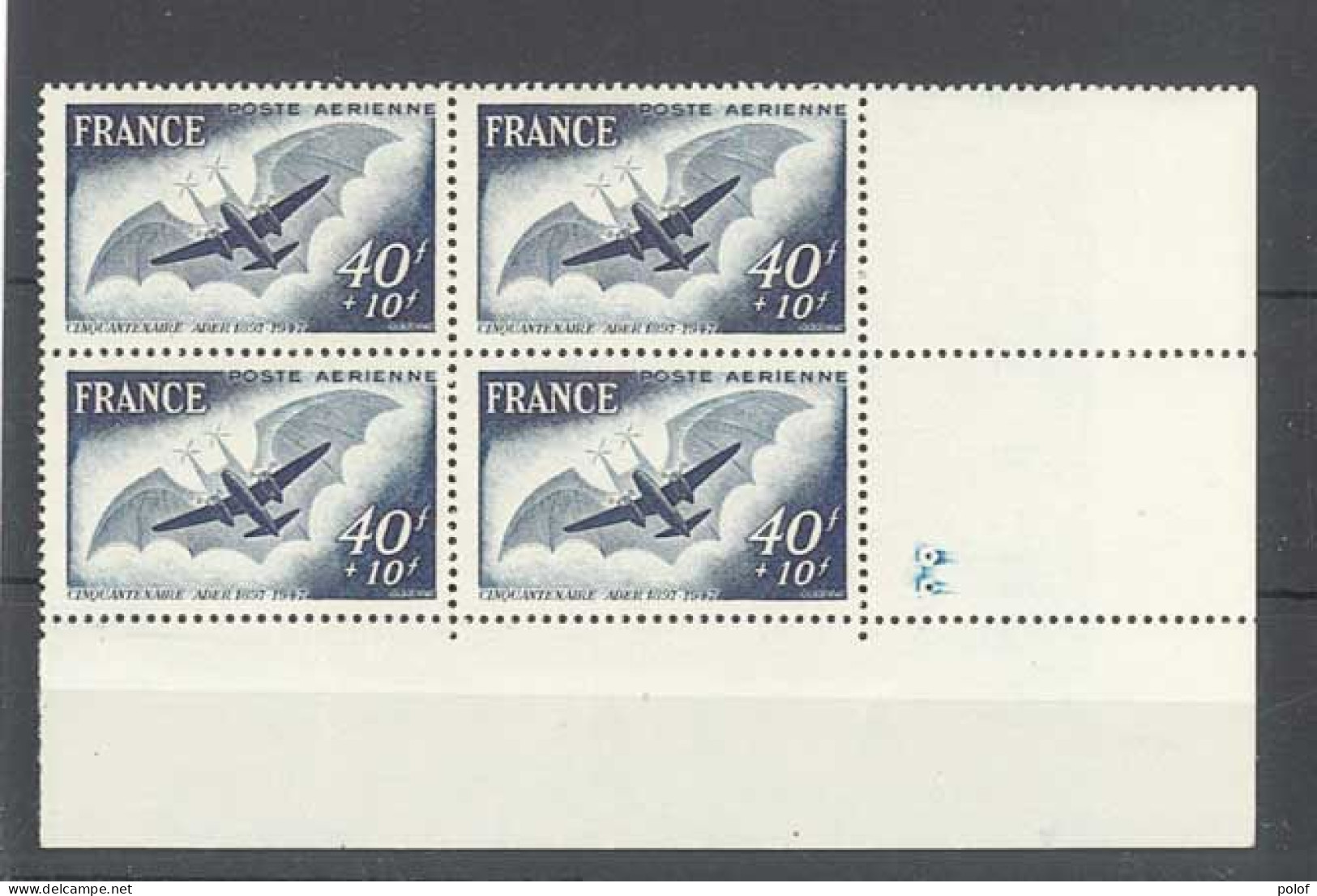 POSTE AERIENNE - Yvert N° 23 -  Bloc De 4 Avec Bords De Feuille - Centenaire ADER - Avec  Gomme Sans Trace De Charnière - 1927-1959 Ungebraucht