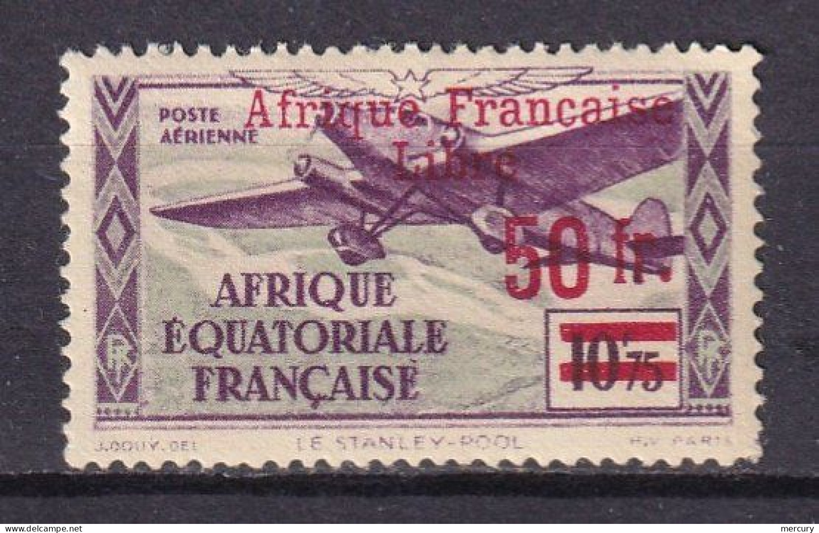 AEF - 50 Fr. Sur 10 F 75 Sans Cédille Au "c" - Unused Stamps