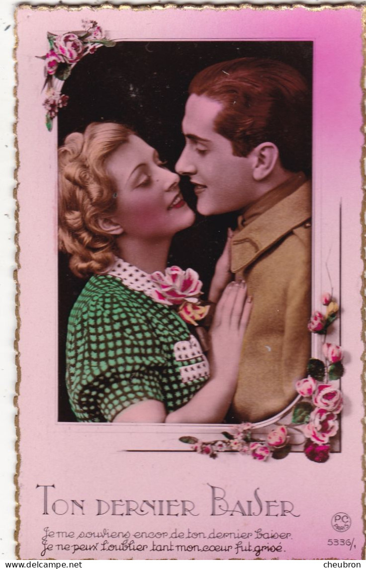 COUPLES. CARTE FANTAISIE. CPA. SÉRIE COMPLÈTE DE 5 CARTES .COUPLE  " TON DERNIER BAISER ". + TEXTE AVRIL 1940 - Couples