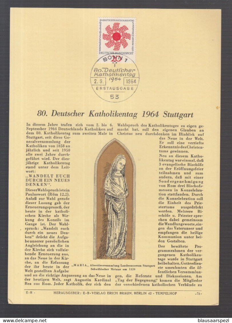 BRD Herrlicher Privat ETB 1964 - 80. Deutscher Katolikentag Stuttgart 1964 - Christentum