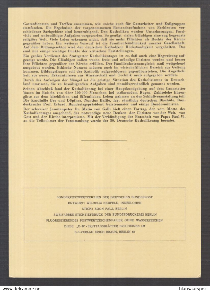 BRD Herrlicher Privat ETB 1964 - 80. Deutscher Katolikentag Stuttgart 1964 - Christentum