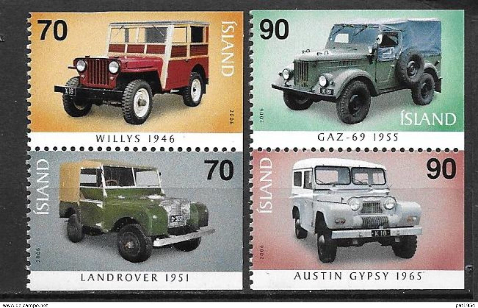 Islande 2006 N°1051/1054 Neufs** Automobiles - Unused Stamps