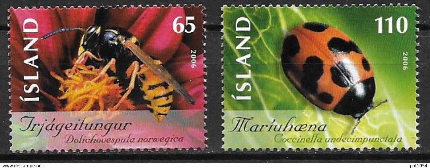 Islande 2006 N°1070/1071 Neufs** Insectes Guêpe Et Coccinelle - Unused Stamps