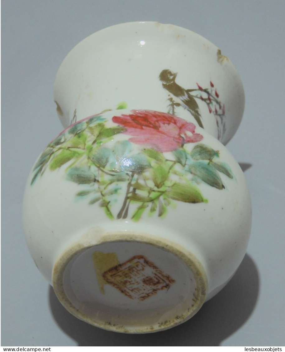 -JOLI ANCIEN VASE Ou POT à PINCEAUX PORCELAINE CHINE CALLIGRAPHIES COLLECTION    E - Other & Unclassified