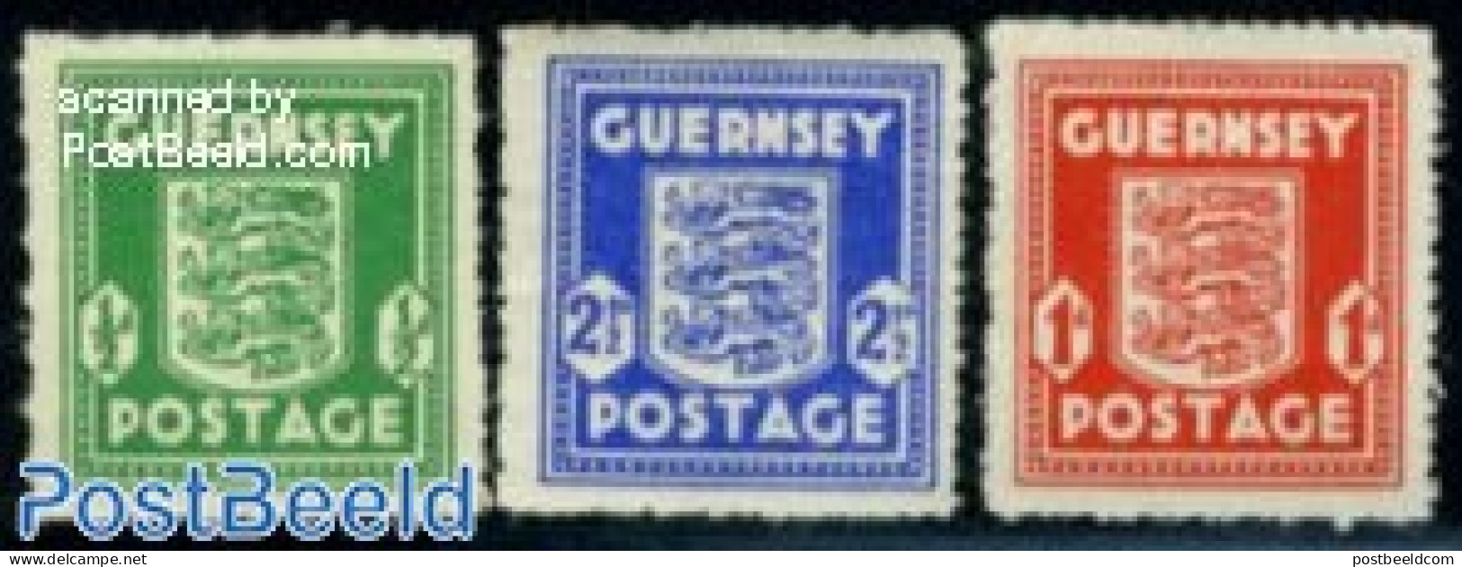 Guernsey 1941 German Occupation 3v, Mint NH, History - Coat Of Arms - German Occupations - Guernesey
