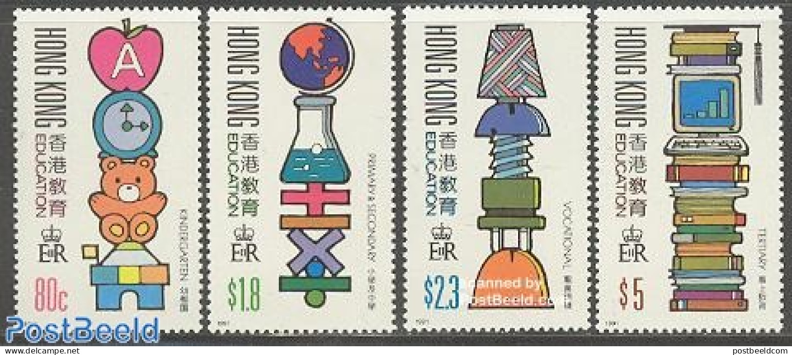 Hong Kong 1991 Education 4v, Mint NH, Nature - Science - Various - Bears - Chemistry & Chemists - Computers & IT - Edu.. - Unused Stamps