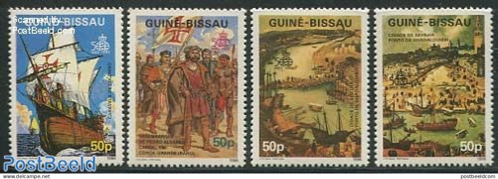 Guinea Bissau 1987 Columbus 4v, Mint NH, History - Transport - Explorers - Ships And Boats - Explorers