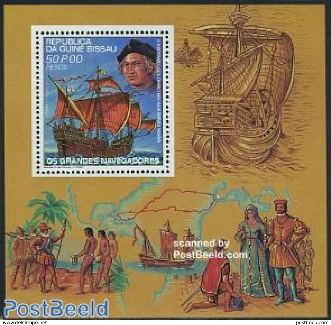 Guinea Bissau 1981 Columbus S/s, Mint NH, History - Transport - Explorers - Ships And Boats - Exploradores