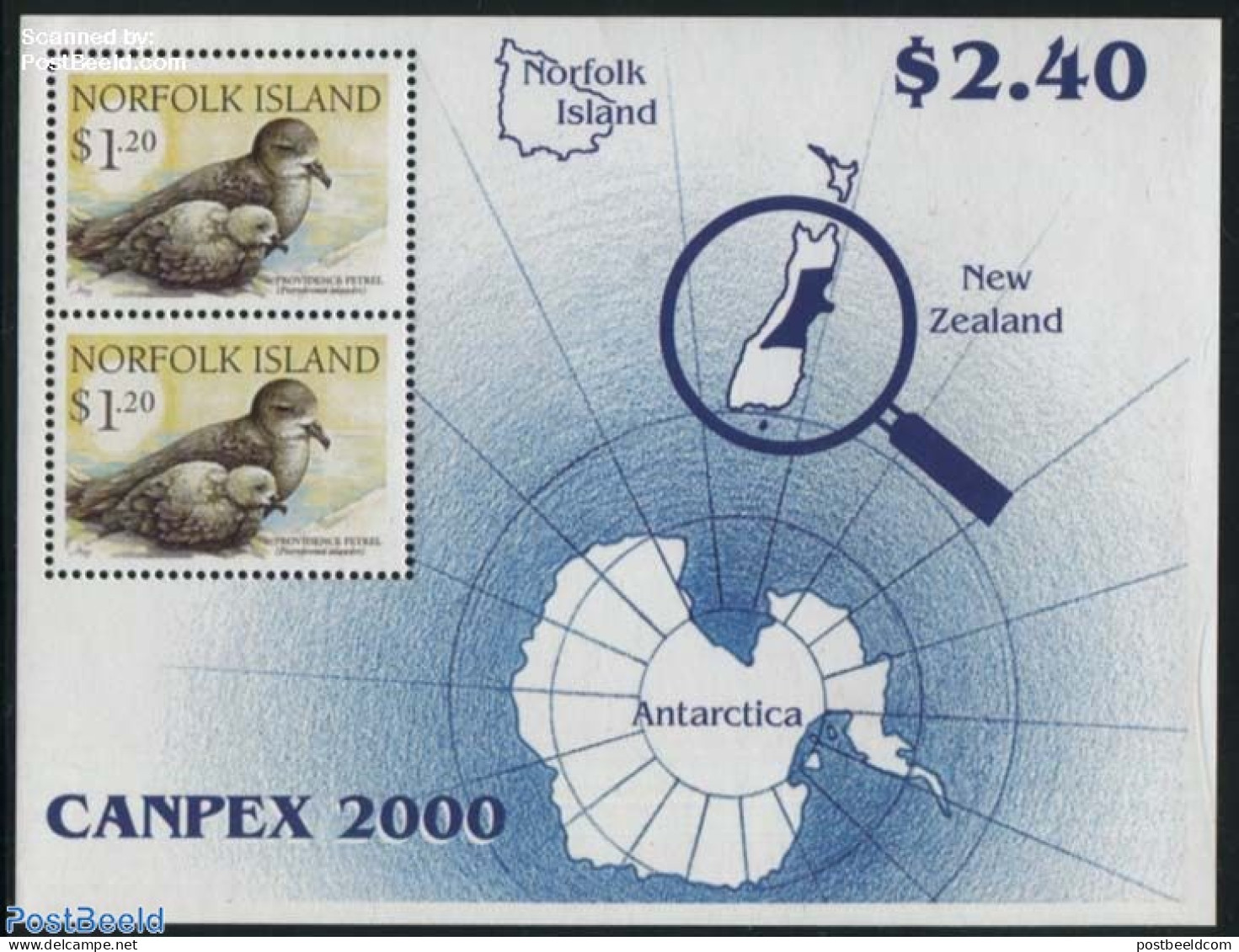 Norfolk Island 2000 CANPEX 2000 S/s, Mint NH, Nature - Science - Various - Birds - The Arctic & Antarctica - Philately.. - Aardrijkskunde