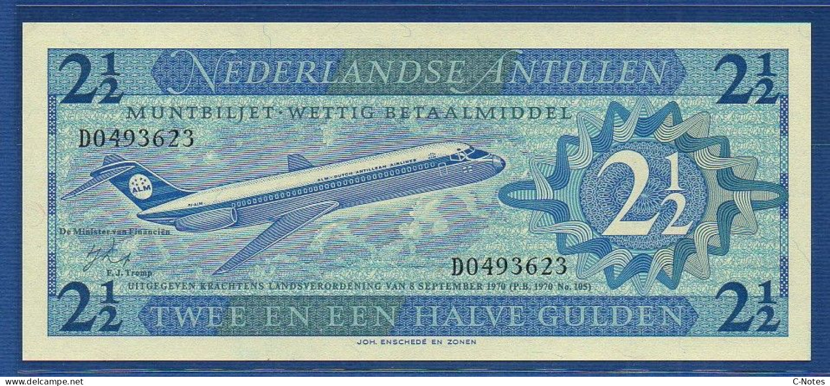 NETHERLANDS ANTILLES - P.21 – 2½ Gulden 1970 UNC, S/n D0493623 - Niederländische Antillen (...-1986)