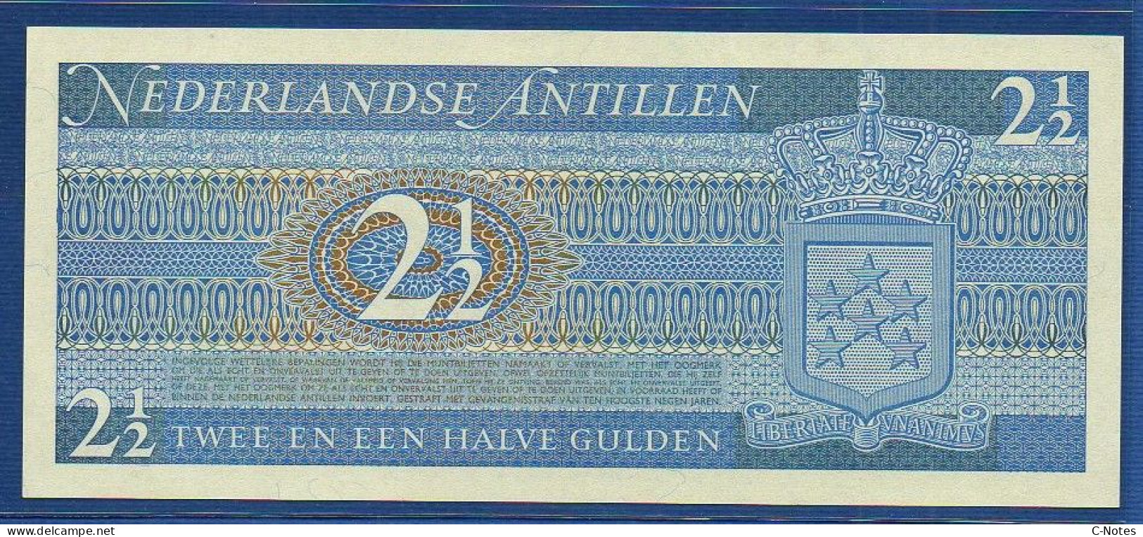 NETHERLANDS ANTILLES - P.21 – 2½ Gulden 1970 UNC, S/n D0493623 - Antille Olandesi (...-1986)