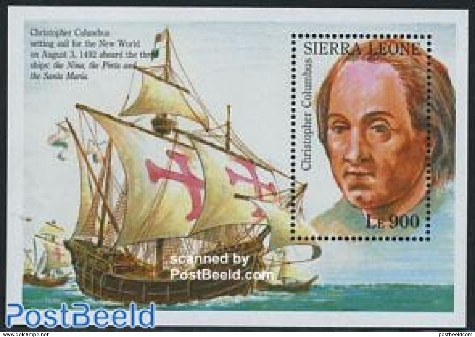 Sierra Leone 1993 Discovery Of America S/s, Mint NH, History - Transport - Explorers - Ships And Boats - Erforscher
