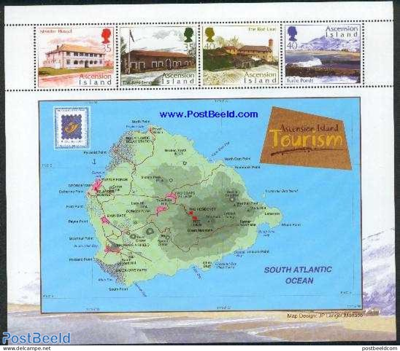 Ascension 2001 Belgica 01 S/s, Mint NH, Sport - Various - Golf - Hotels - Maps - Tourism - Golf