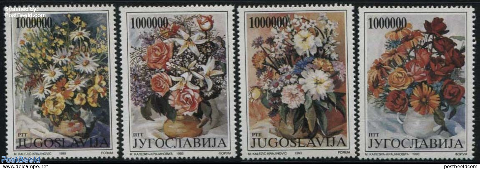 Yugoslavia 1993 Flowers 4v, Mint NH, Nature - Flowers & Plants - Unused Stamps