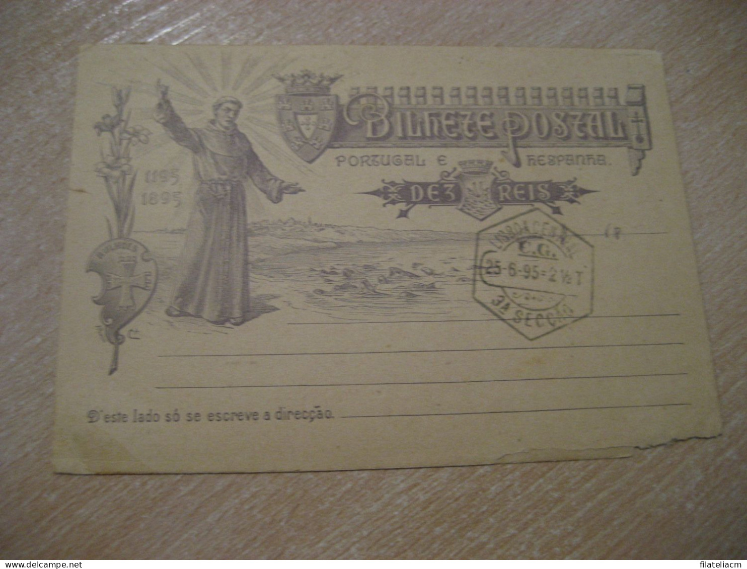LISBOA 1895 Cancel Slight Damaged Bilhete Postal Stationery Card PORTUGAL - Other & Unclassified