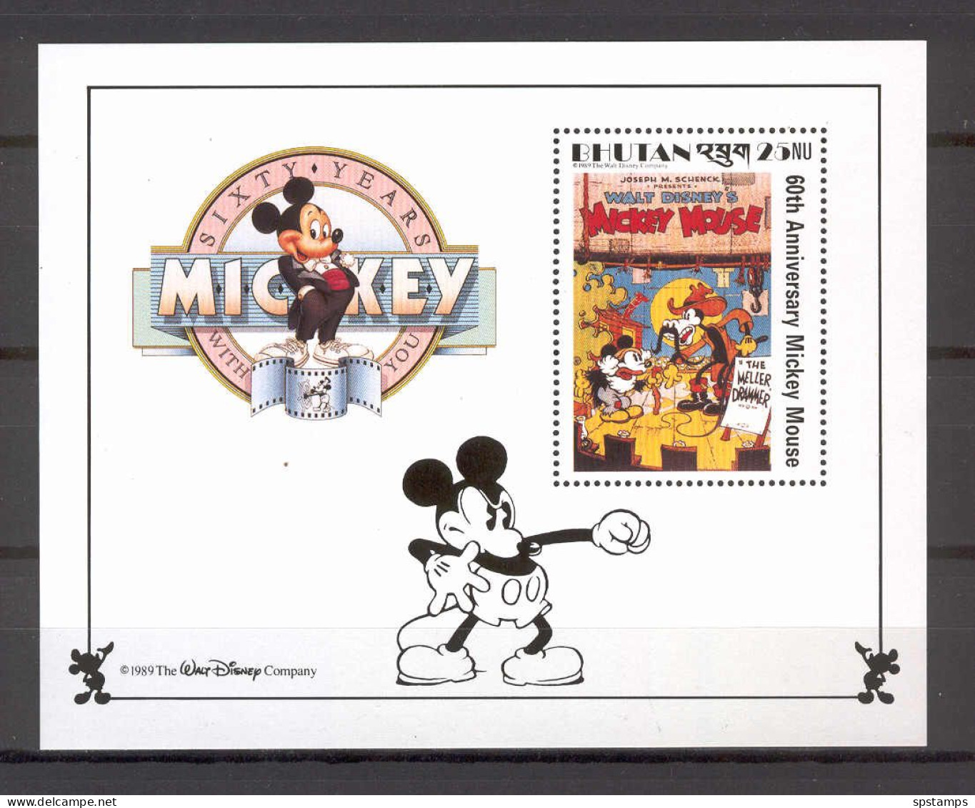 Disney Bhutan 1989 Mickey In The Meller Drammer MS MNH - Disney