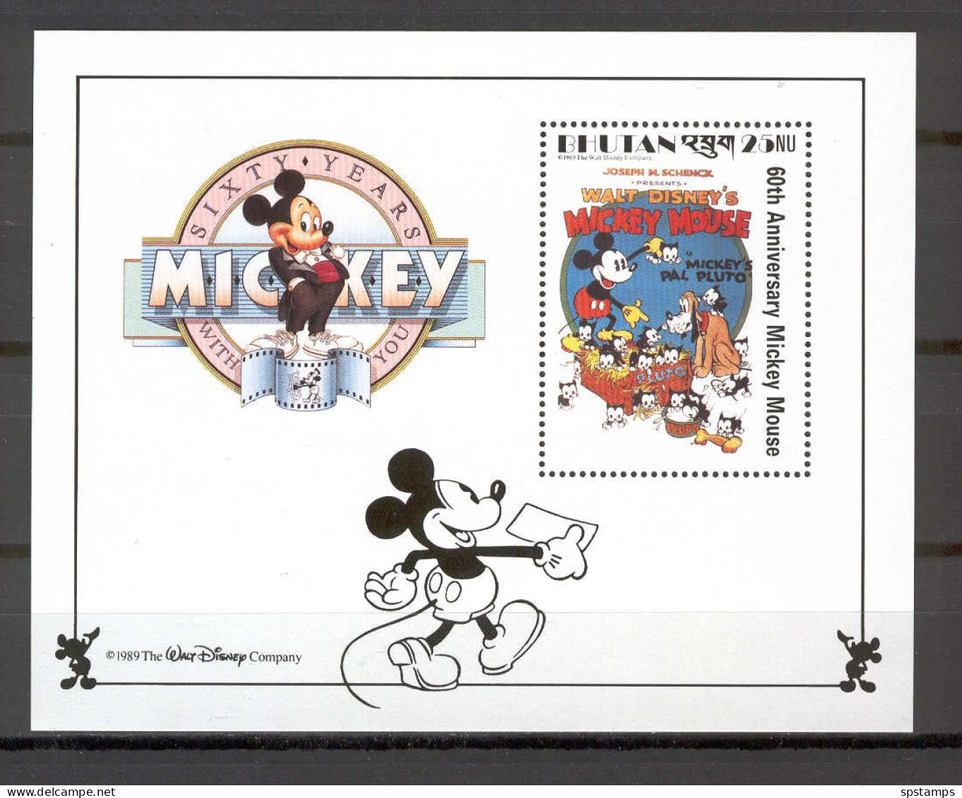 Disney Bhutan 1989 Mickey In The Mickey's Pal Pluto MS MNH - Disney