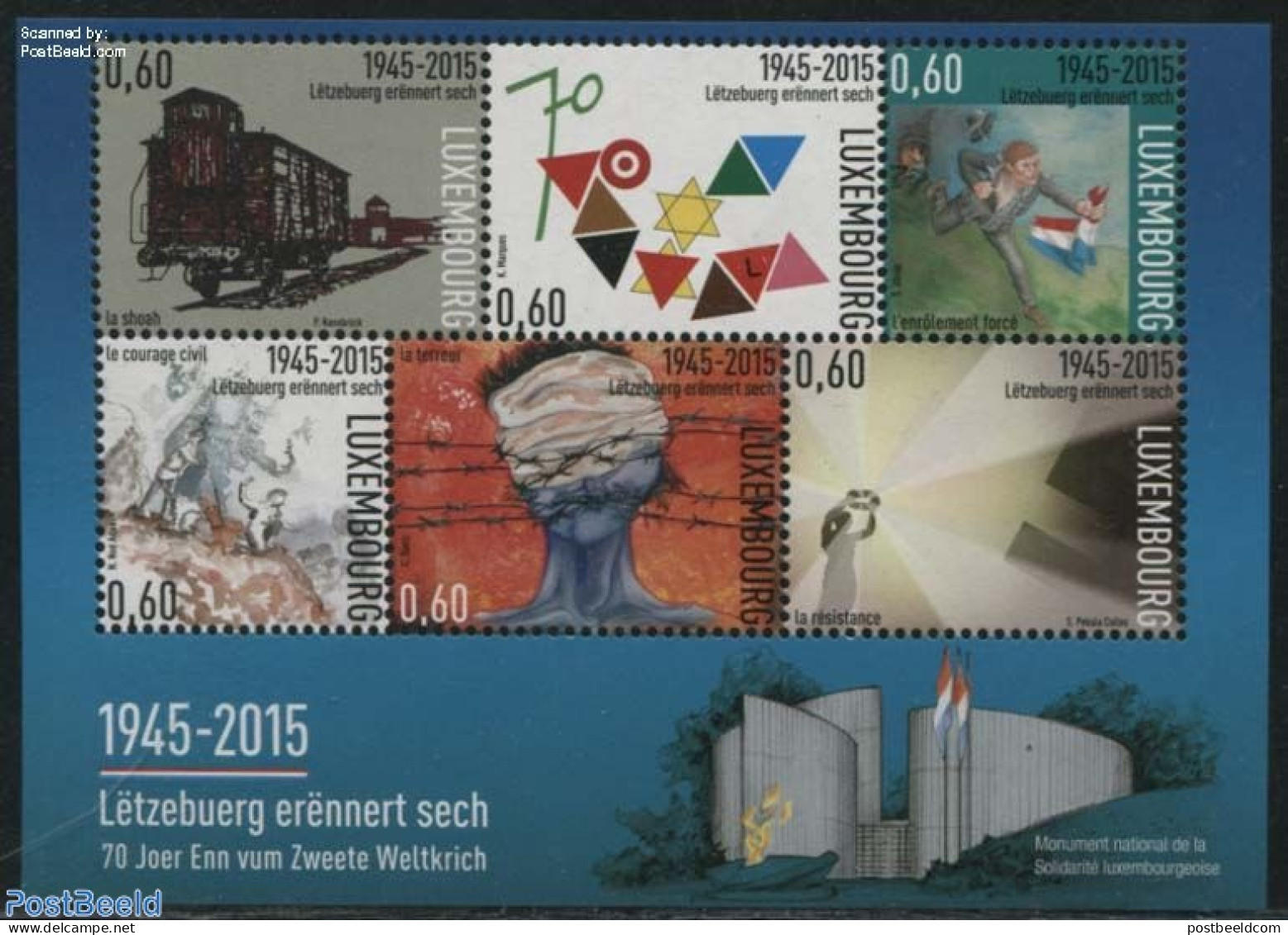 Luxemburg 2015 70 Years End Of WWII S/s, Mint NH, History - Religion - Transport - Flags - Militarism - World War II -.. - Nuovi