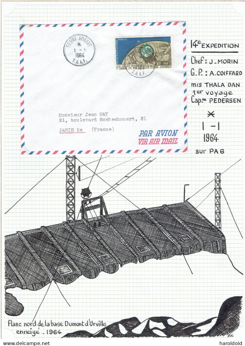 14e Expéd Terre Adélie - Chef D'expédition J. Morin - Gérant Postal A. Coiffard - M/S THALA DAN - 1er Voyage PEDERSEN - Storia Postale