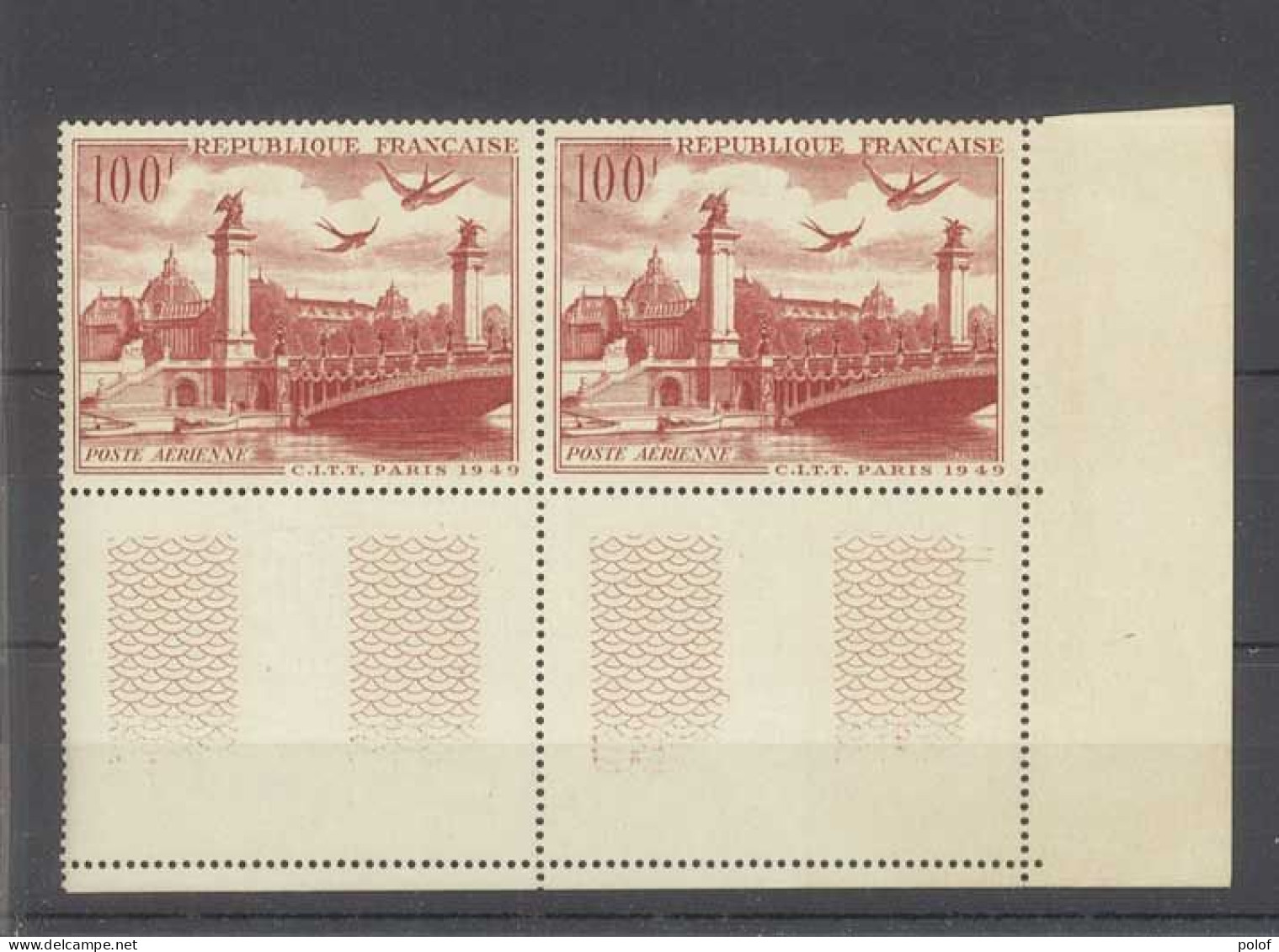 POSTE AERIENNE - Paire  - Yvert N° 28 -C.I.T.T. Paris 1949 - Avec Gomme Sans Trace De Charnière Bords De Feuille - 1927-1959 Mint/hinged