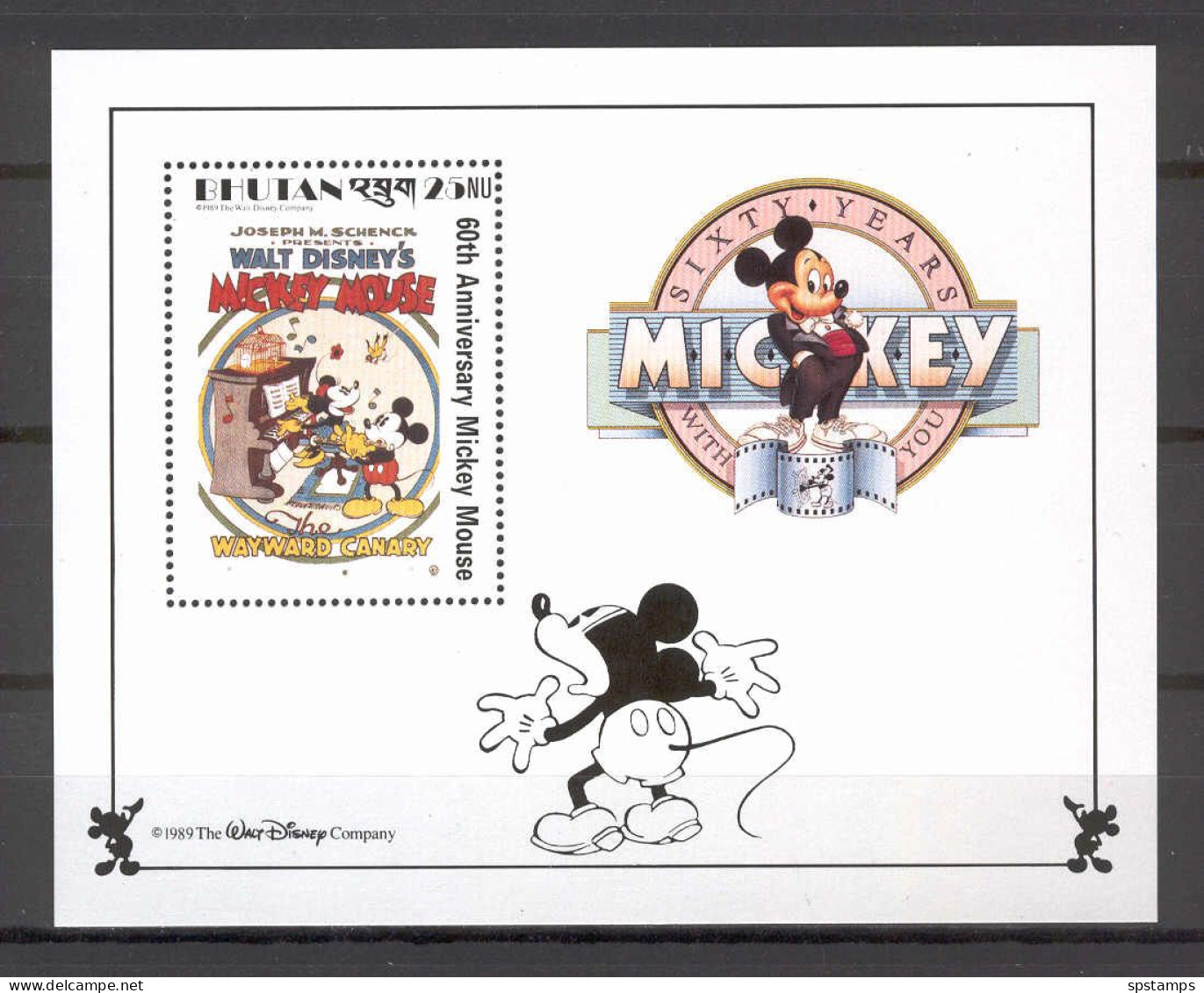 Disney Bhutan 1989 Mickey In The Wayward Canary MS MNH - Disney