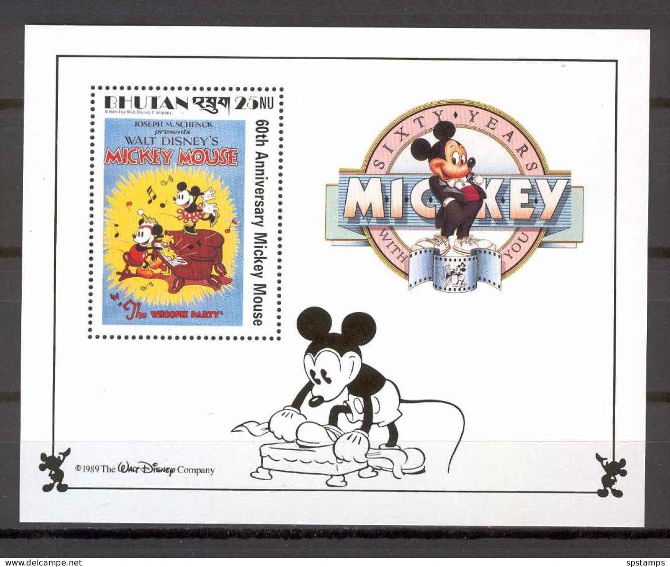 Disney Bhutan 1989 Mickey In The Whoppe Party MS MNH - Disney