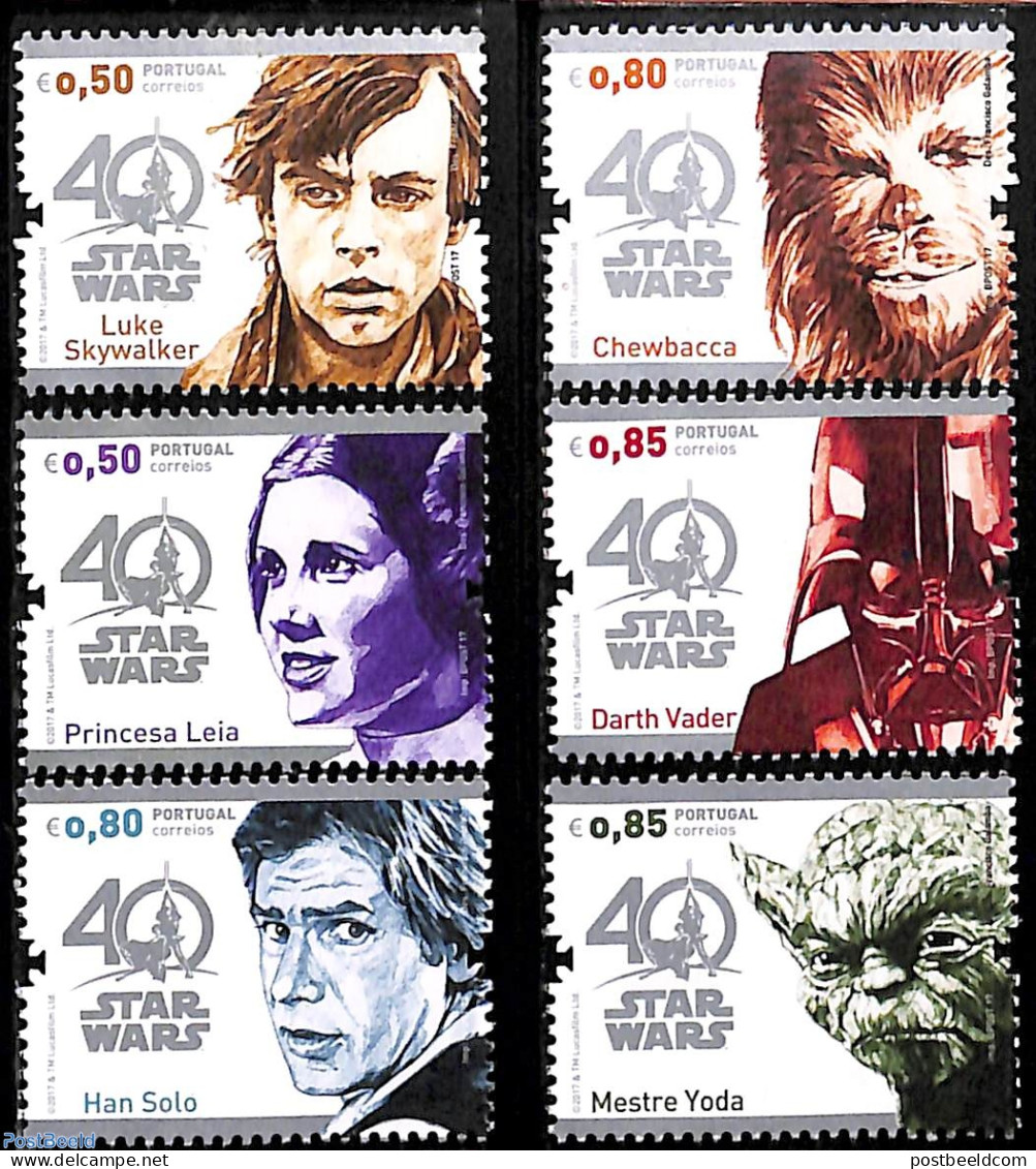 Portugal 2017 Star Wars 6v, Mint NH, Performance Art - Movie Stars - Art - Science Fiction - Unused Stamps