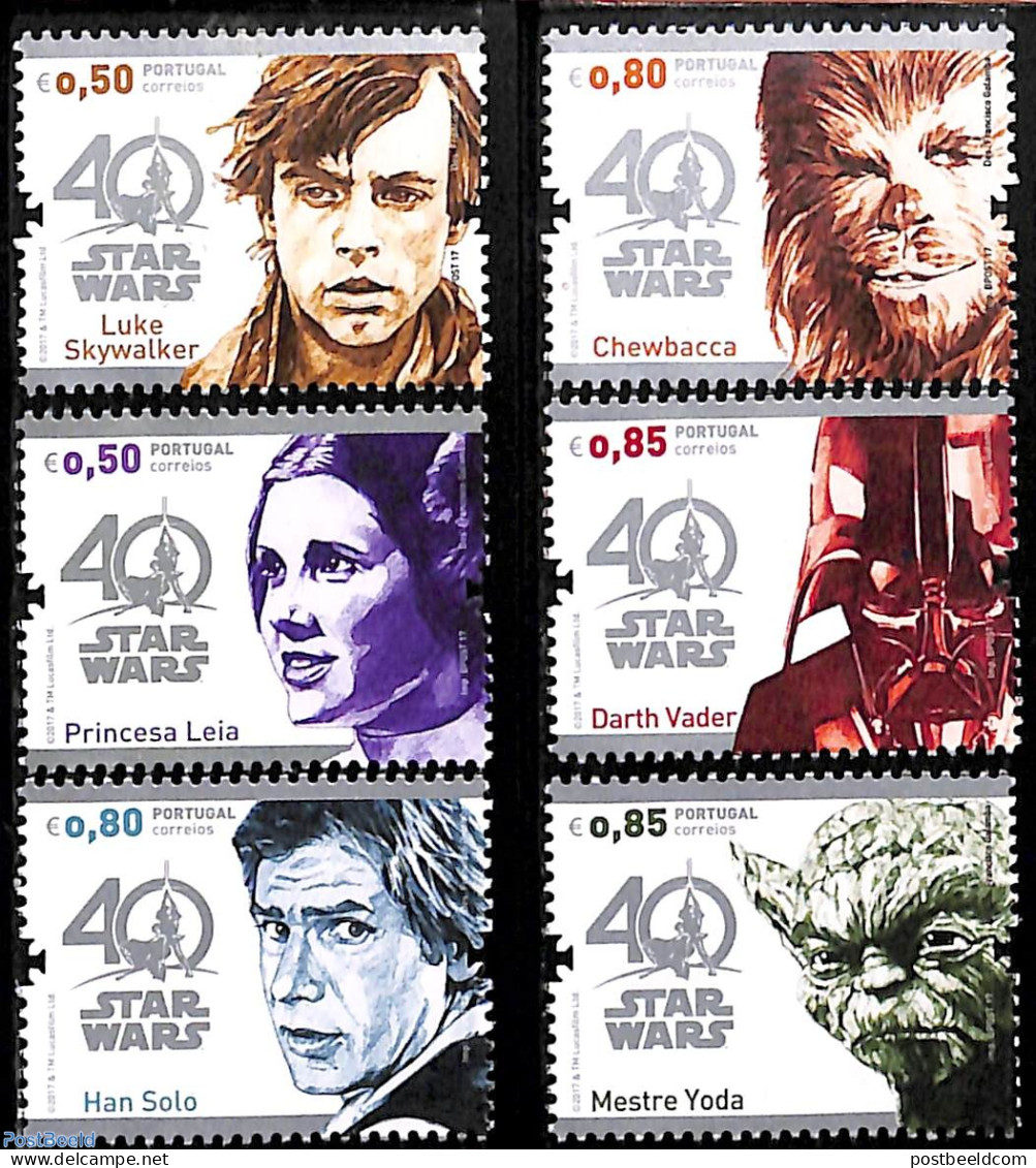 Portugal 2017 Star Wars 6v, Mint NH, Performance Art - Movie Stars - Art - Science Fiction - Neufs