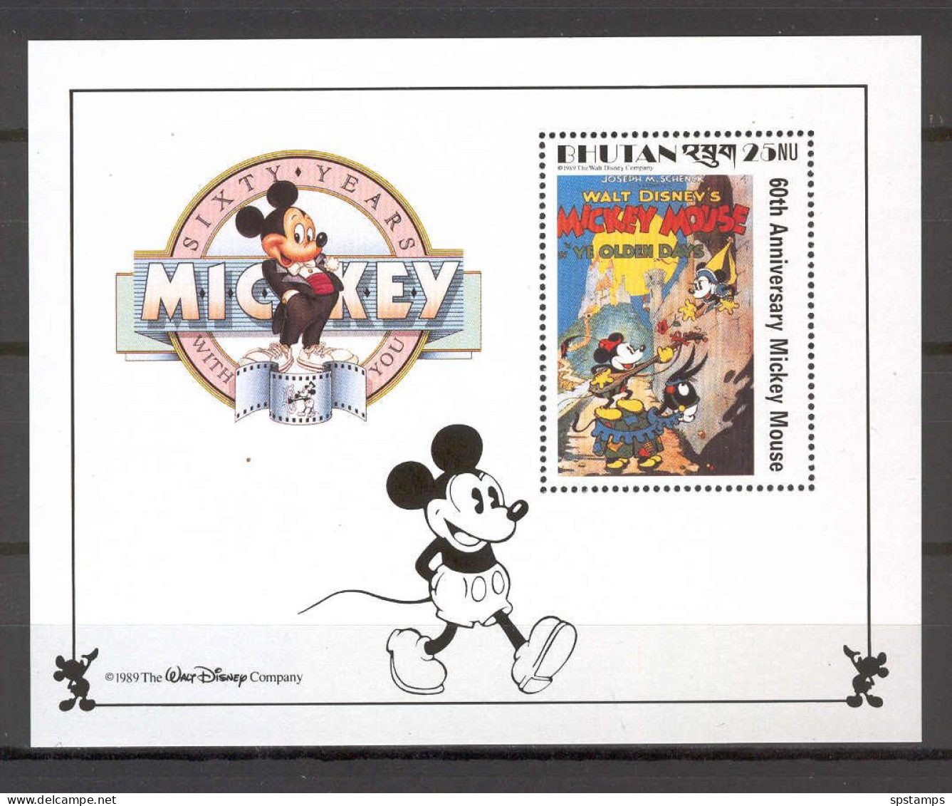 Disney Bhutan 1989 Mickey In Ye Olden Days MS MNH - Disney