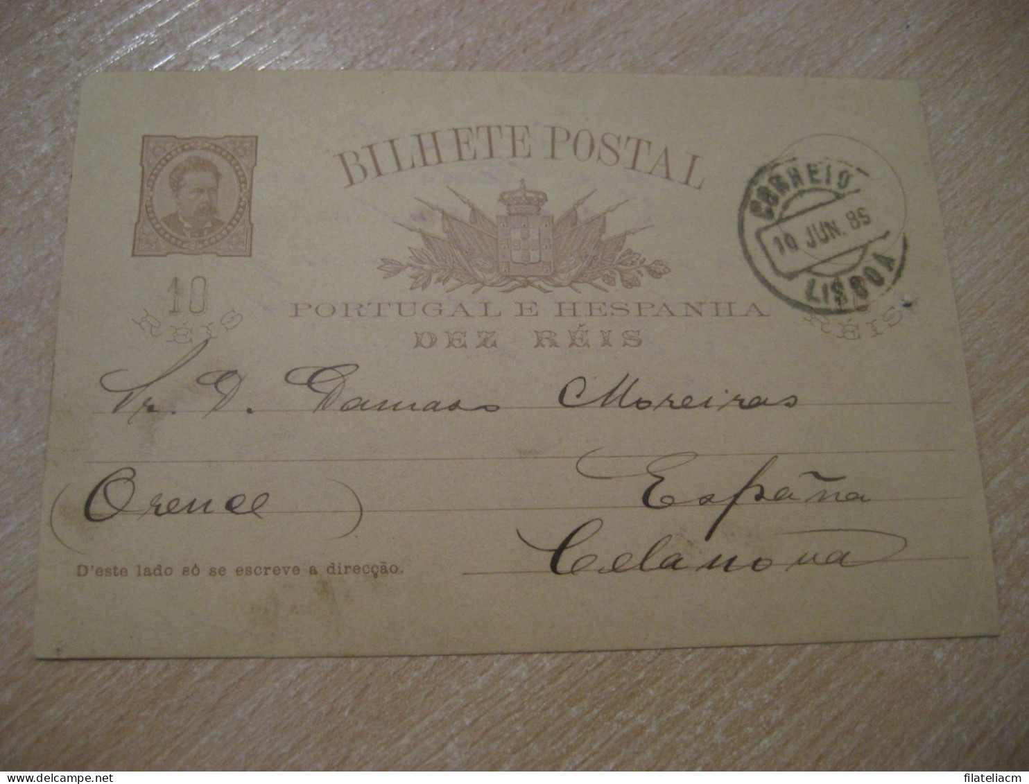 LISBOA 1889 To Celanova Orense Spain Cancel Bilhete Postal Stationery Card PORTUGAL Galicia - Briefe U. Dokumente