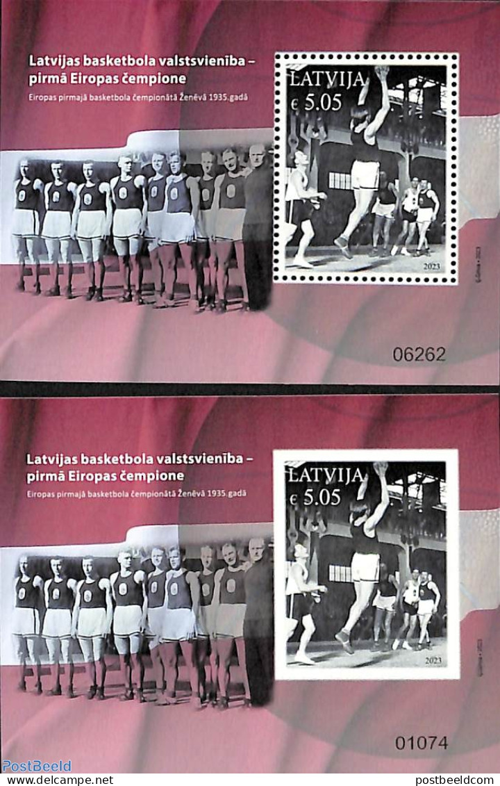 Latvia 2023 Sport Legends 2 S/s (perforated & Imperforated), Mint NH, Sport - Basketball - Sport (other And Mixed) - Basket-ball