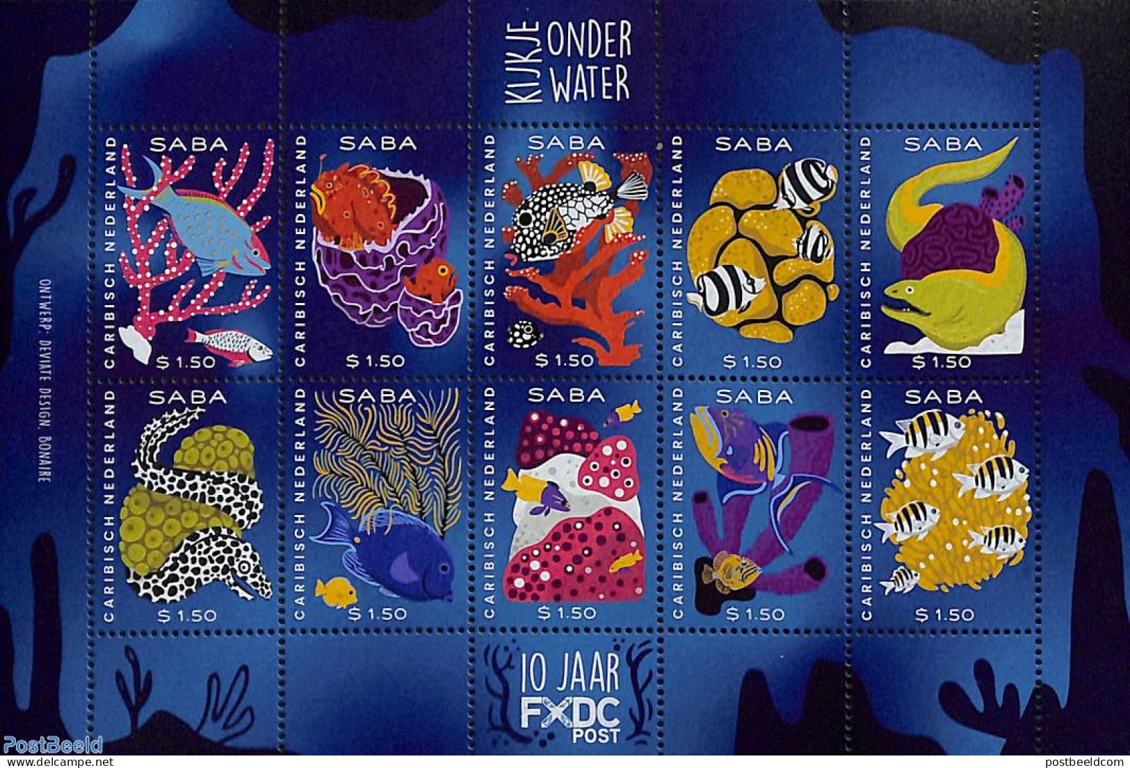 Dutch Caribbean 2024 Saba, Marine Life 10v M/s, Mint NH, Nature - Fish - Fishes