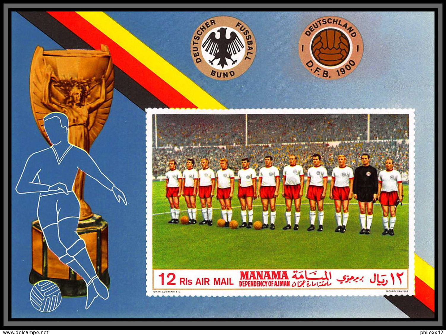 Manama - 3493b N°27 B Football Soccer German National Team RFA Allemagne Germany Neuf ** MNH Non Dentelé Imperf - Manama