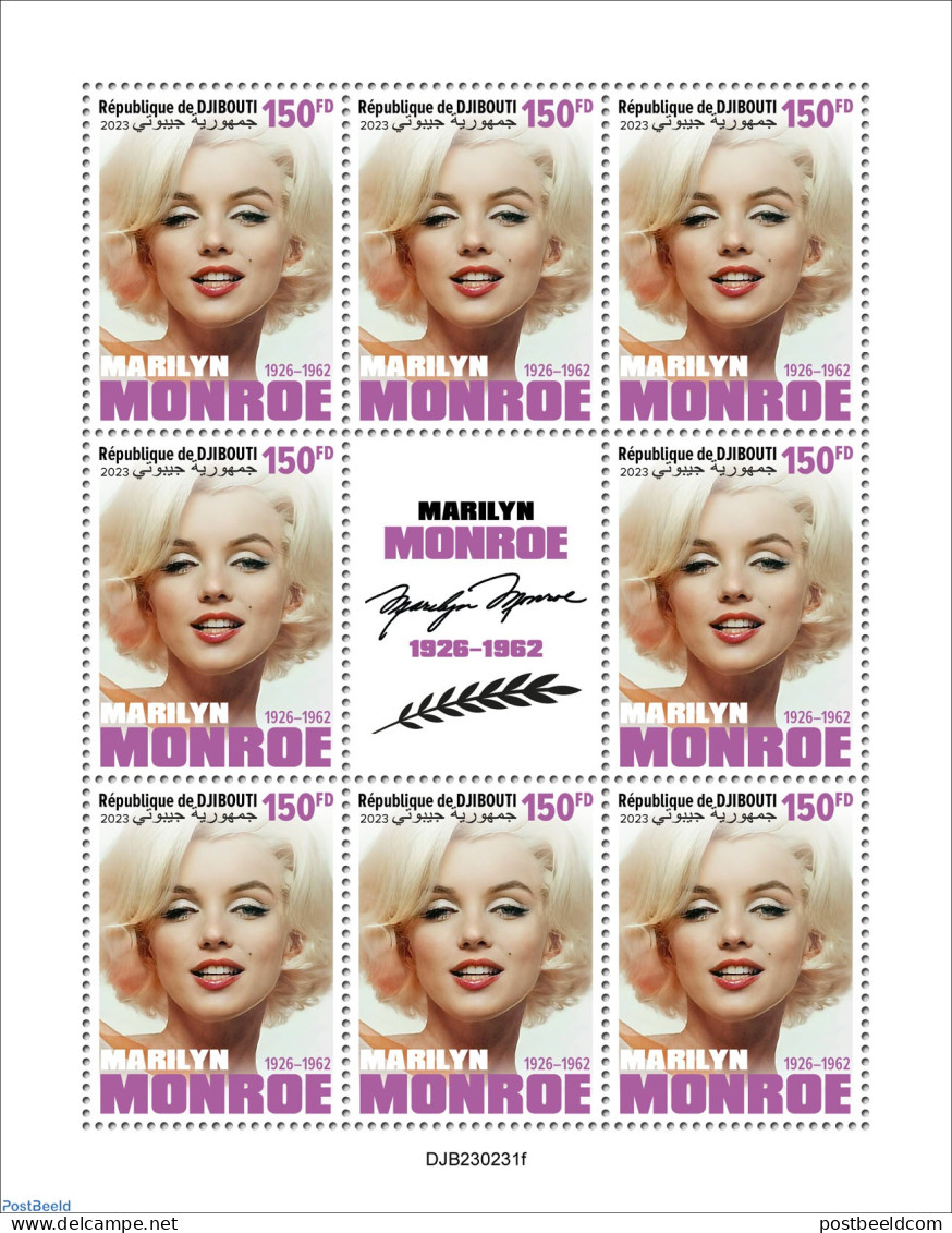 Djibouti 2023 Marilyn Monroe, Mint NH, Performance Art - Marilyn Monroe - Movie Stars - Schauspieler